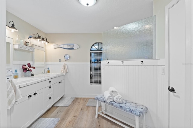 bathroom featuring wood-type flooring and vanity