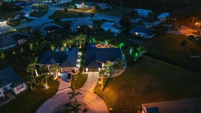 view of aerial view at twilight