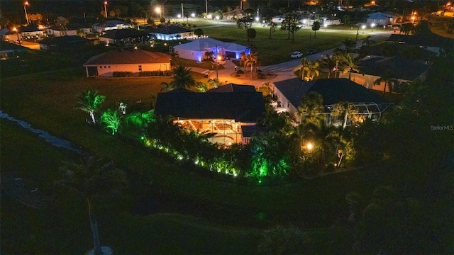 view of aerial view at night