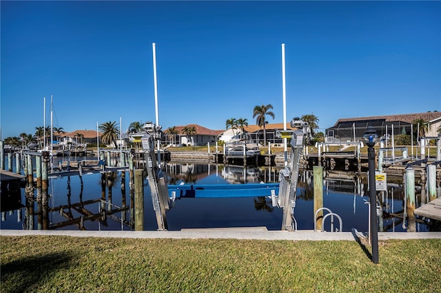 dock area featuring a water view