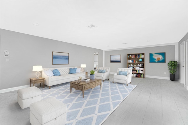 living room featuring light hardwood / wood-style flooring