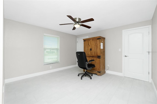 home office with ceiling fan