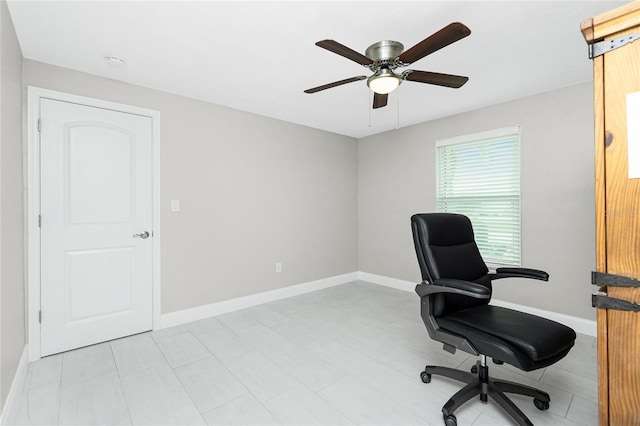 home office with ceiling fan