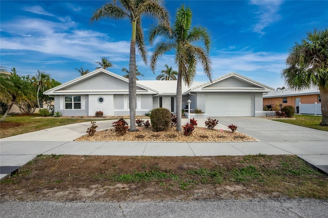 single story home with a garage