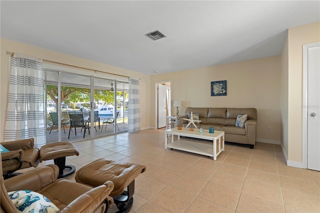 view of tiled living room