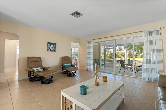 view of tiled living room