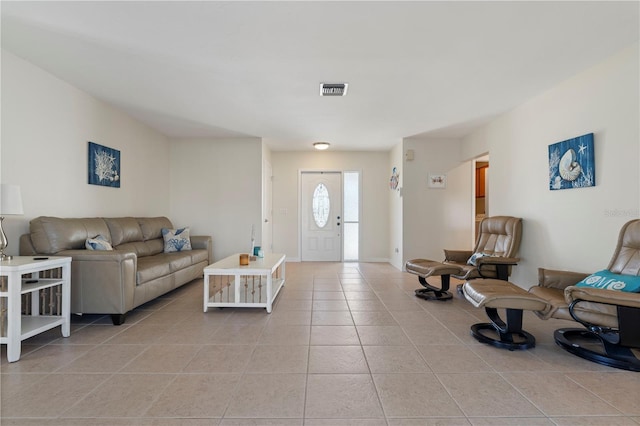 view of tiled living room