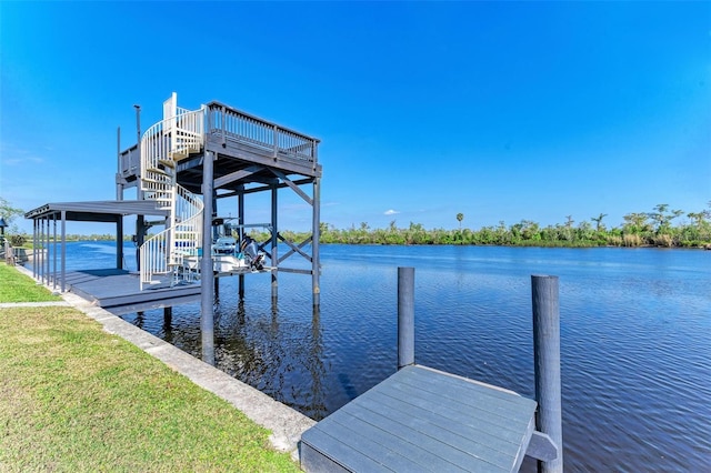 view of dock featuring a water view