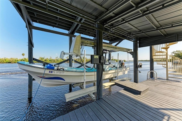 view of dock featuring a water view