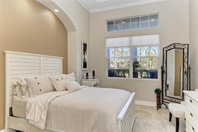 bedroom featuring ornamental molding