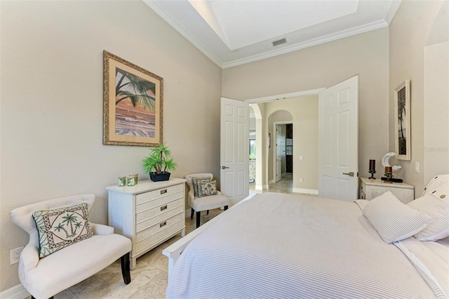 bedroom featuring ornamental molding