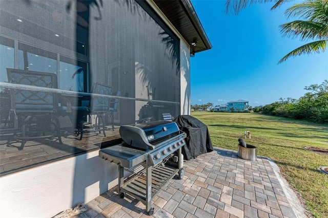 view of patio with a grill