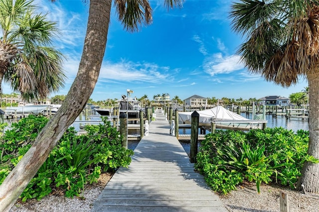 view of dock featuring a water view