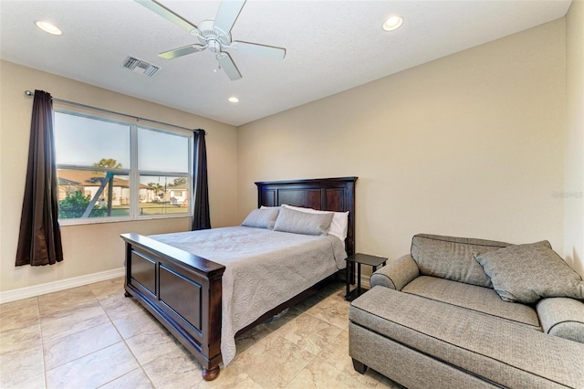 bedroom featuring ceiling fan