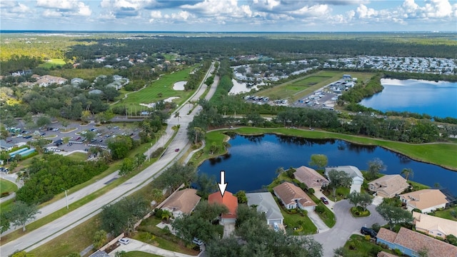 bird's eye view featuring a water view