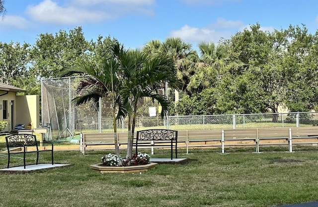 view of property's community with a yard