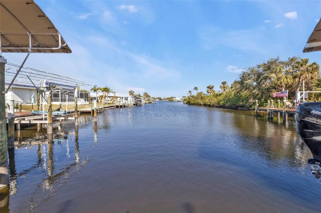 view of dock featuring a water view