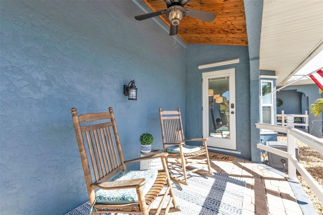 view of patio / terrace with a ceiling fan