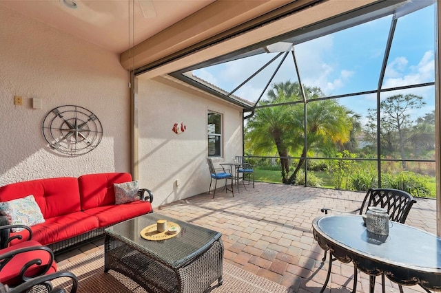 view of patio / terrace with an outdoor hangout area and ceiling fan