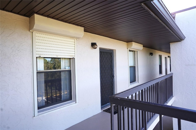 doorway to property with a balcony