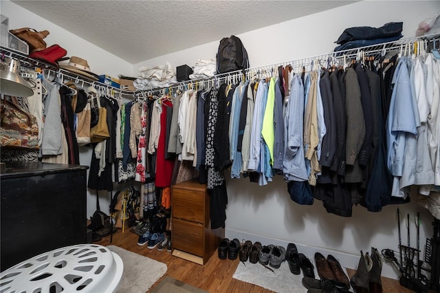 walk in closet featuring wood-type flooring