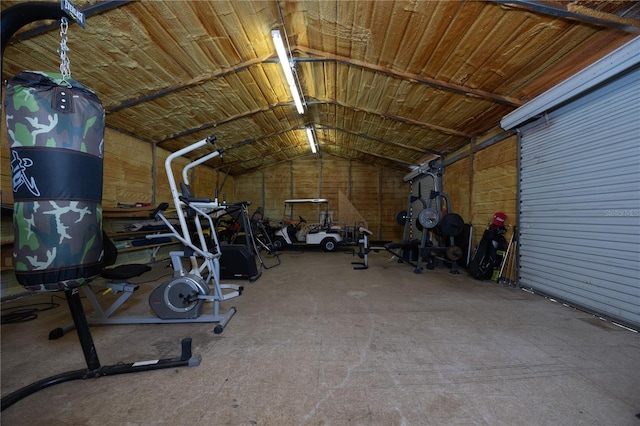 interior space featuring vaulted ceiling