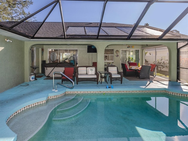 view of swimming pool featuring outdoor lounge area and a patio area