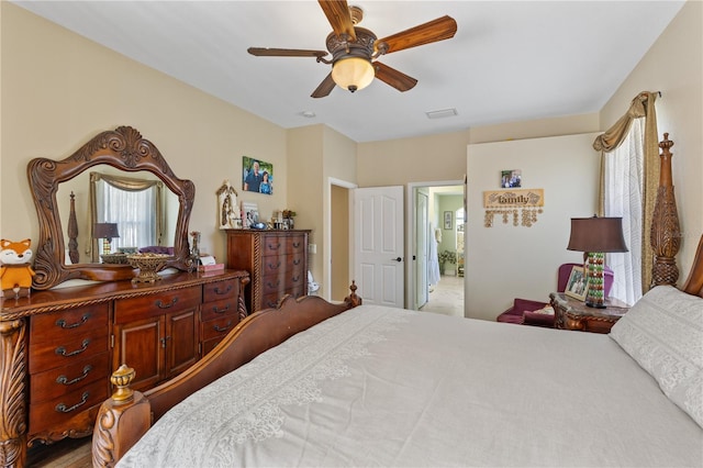 bedroom featuring ceiling fan