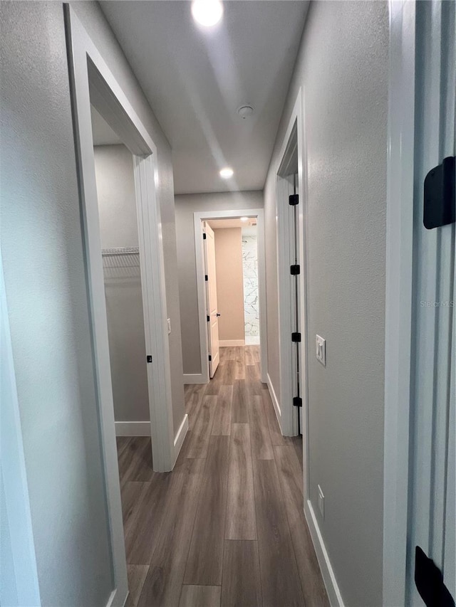 hallway featuring hardwood / wood-style flooring