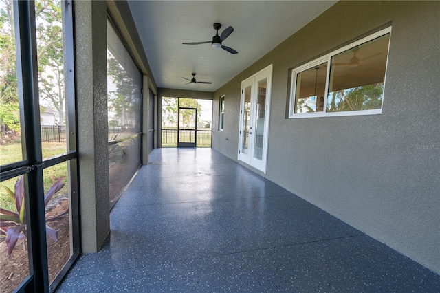 view of unfurnished sunroom