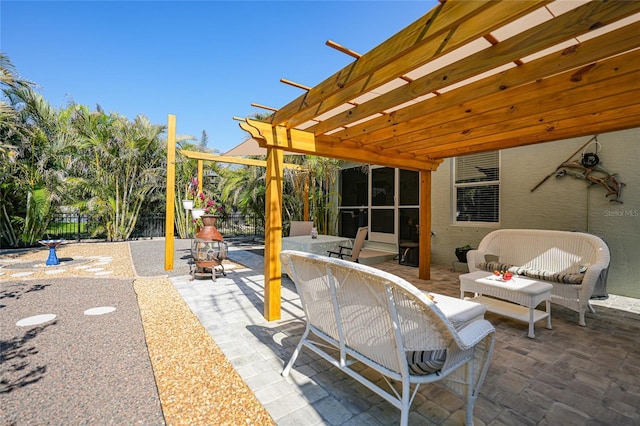 view of patio featuring a pergola