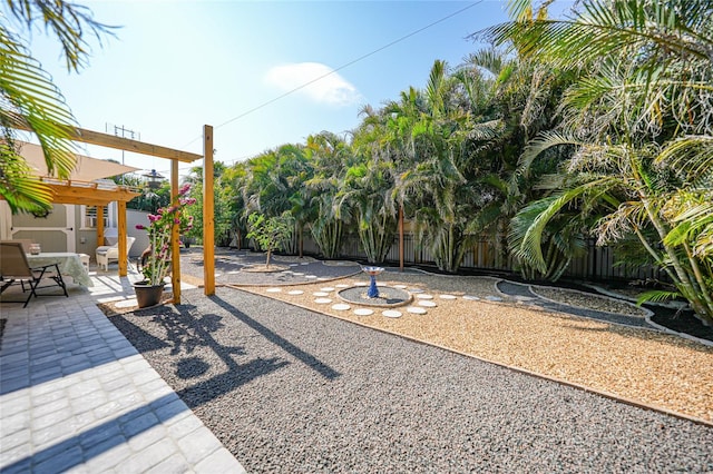 exterior space with a patio area and a pergola