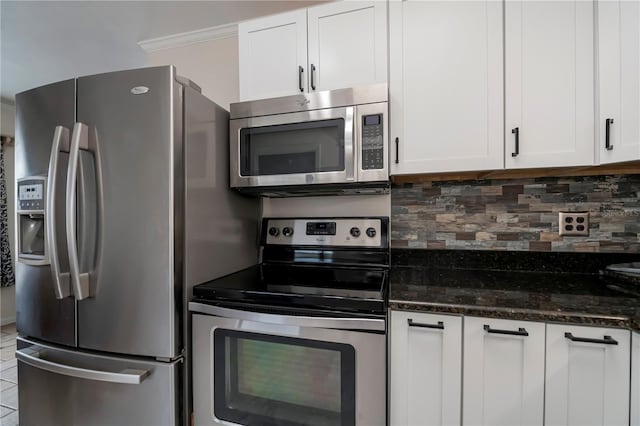 kitchen with white cabinetry and appliances with stainless steel finishes