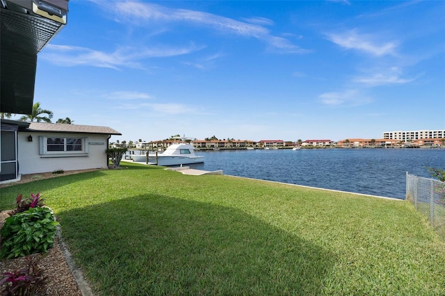 view of yard featuring a water view