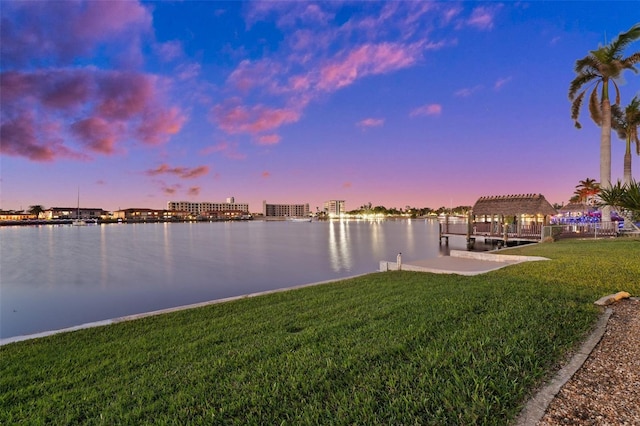 water view with a boat dock