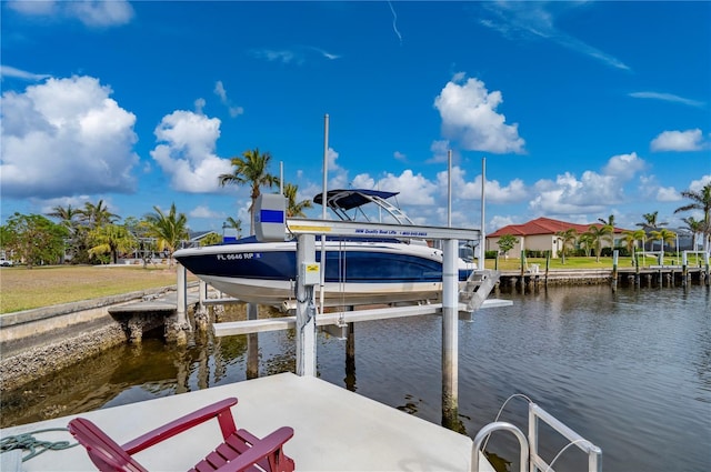 dock area featuring a water view