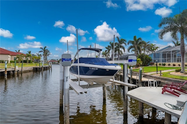 view of dock featuring a water view