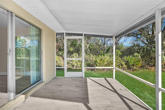 view of unfurnished sunroom