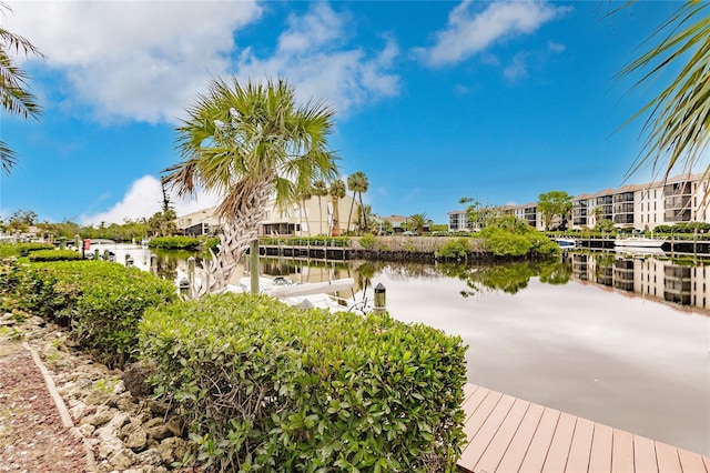 exterior space with a water view