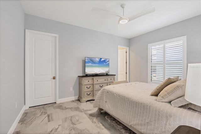 bedroom featuring ceiling fan