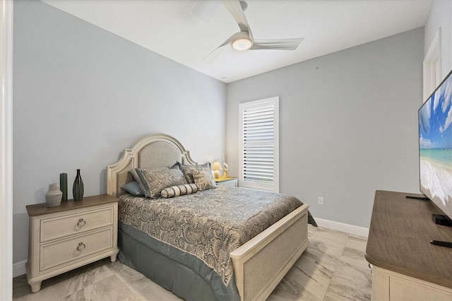 bedroom featuring ceiling fan