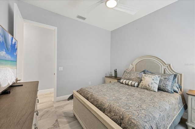 bedroom featuring ceiling fan