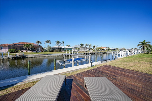 view of dock featuring a water view