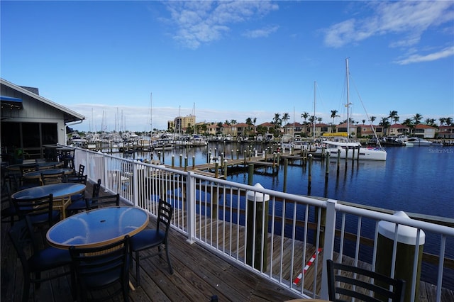 view of dock featuring a water view