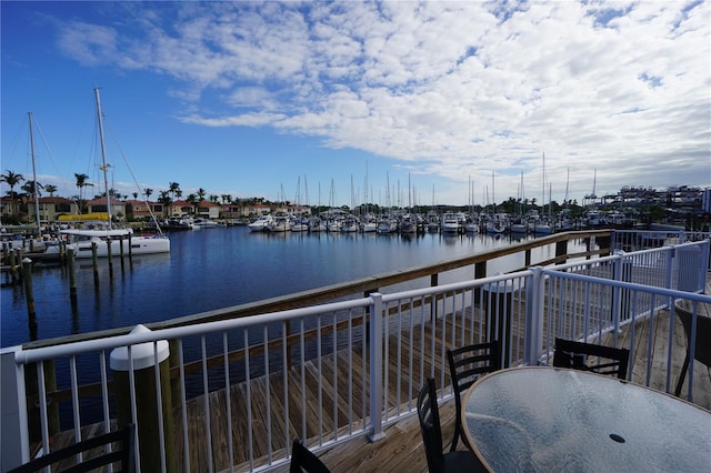 exterior space with a water view