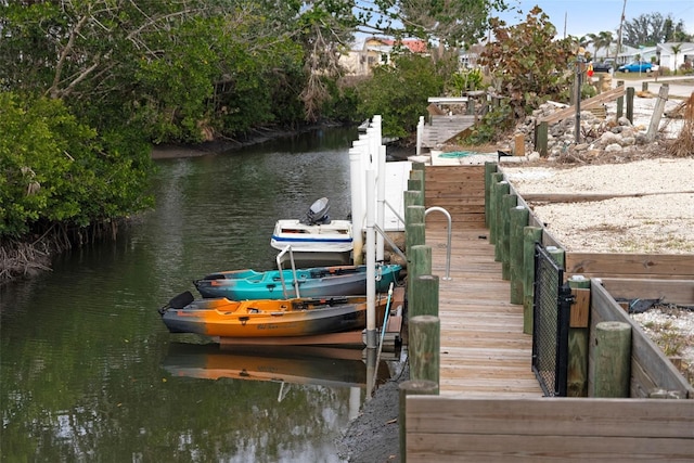 view of dock featuring a water view