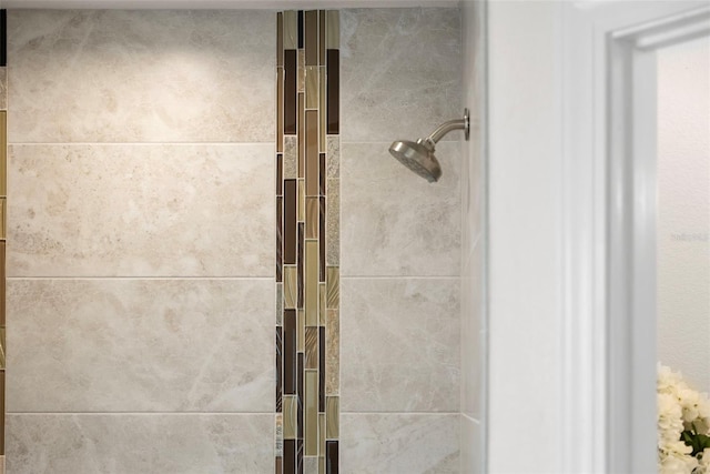 interior details featuring tiled shower