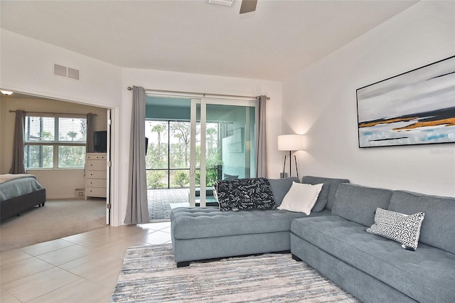 view of tiled living room