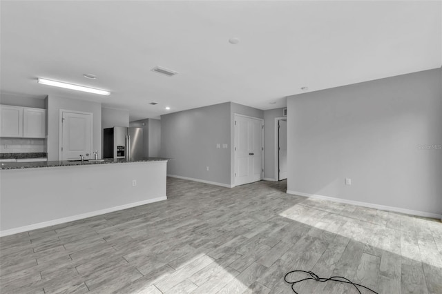 unfurnished living room featuring light hardwood / wood-style floors