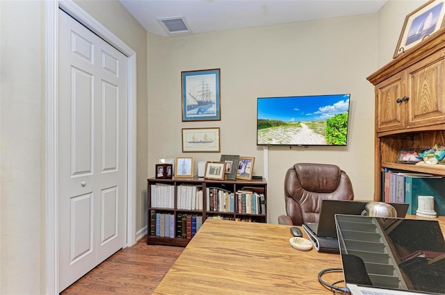 office area featuring wood-type flooring